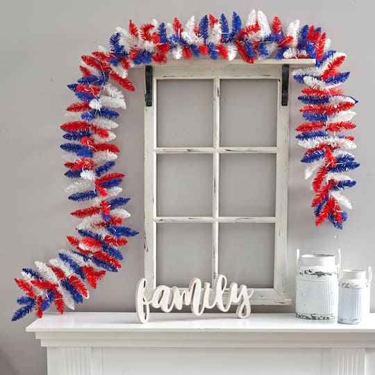 9ft. Warm LED Light Patriotic Garland
